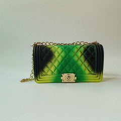 Rainbow Shoulder Bag Chain Crossbody Argyle Quilted Square Purse