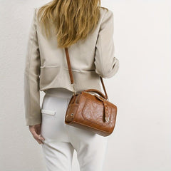 Vintage Square Shoulder Bag Solid Satchel Bag Retro Zipper Crossbody Bag