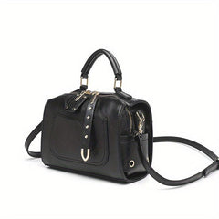 Vintage Square Shoulder Bag Solid Satchel Bag Retro Zipper Crossbody Bag