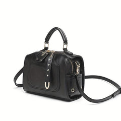 Vintage Square Shoulder Bag Solid Satchel Bag Retro Zipper Crossbody Bag