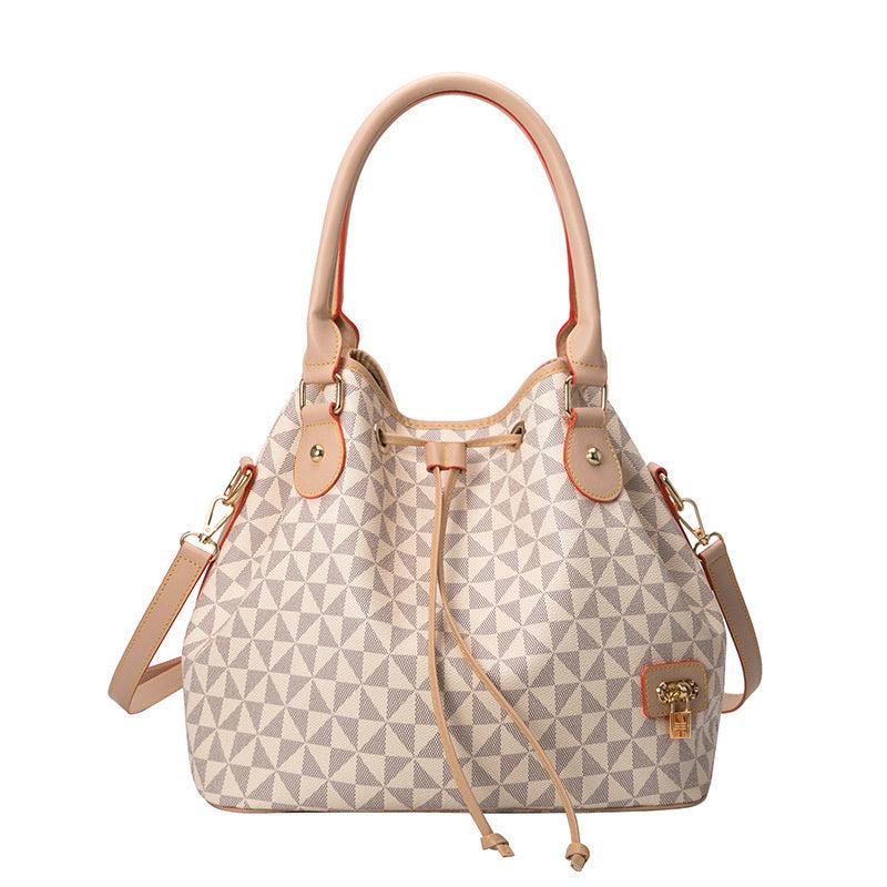 Argyle Pattern Drawstring Bucket Bag Crossbody Bag