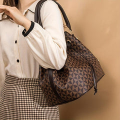 Argyle Pattern Drawstring Bucket Bag Crossbody Bag