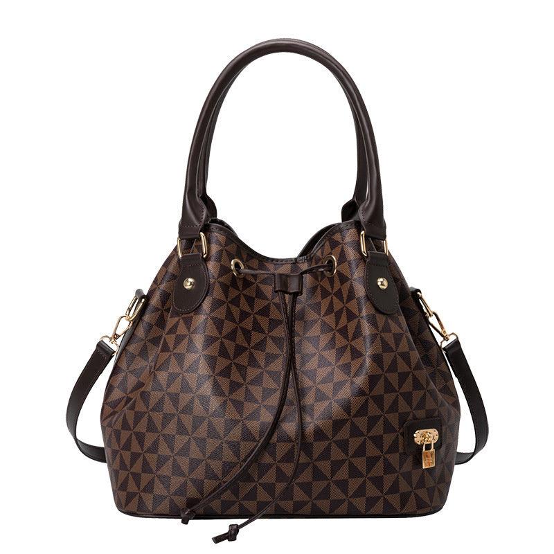 Argyle Pattern Drawstring Bucket Bag Crossbody Bag