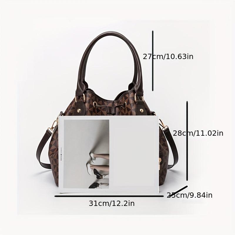 Argyle Pattern Drawstring Bucket Bag Crossbody Bag
