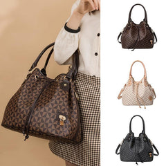 Argyle Pattern Drawstring Bucket Bag Crossbody Bag