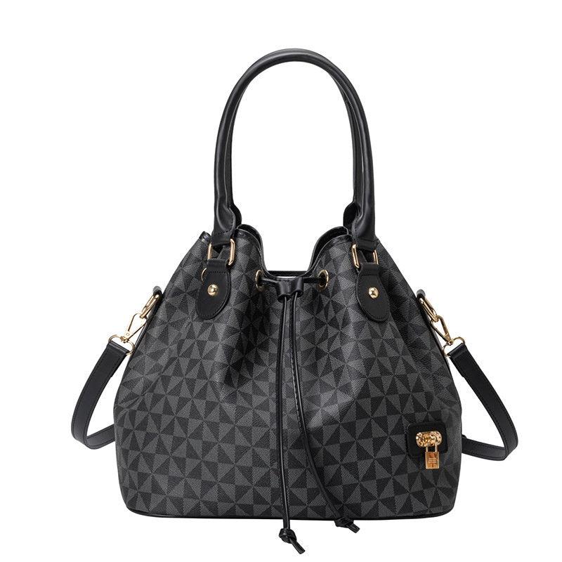 Argyle Pattern Drawstring Bucket Bag Crossbody Bag
