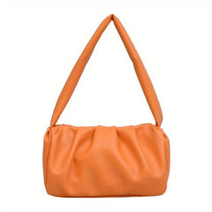 Minimalist Ruched Shoulder Bag Soft Faux Leather Bag