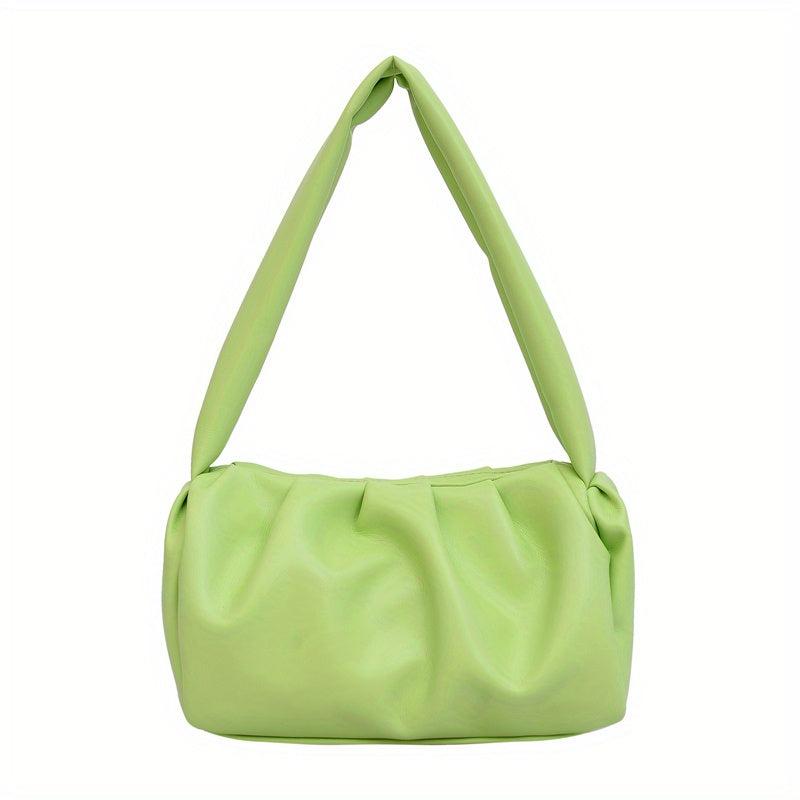 Minimalist Ruched Shoulder Bag Soft Faux Leather Bag
