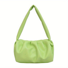 Minimalist Ruched Shoulder Bag Soft Faux Leather Bag