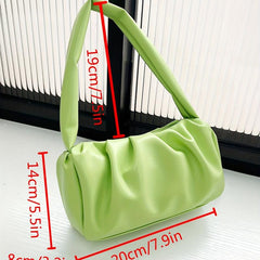 Minimalist Ruched Shoulder Bag Soft Faux Leather Bag