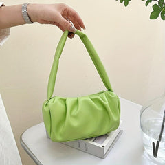 Minimalist Ruched Shoulder Bag Soft Faux Leather Bag