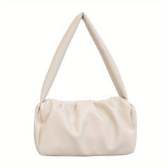 Minimalist Ruched Shoulder Bag Soft Faux Leather Bag