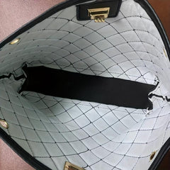 Argyle Quilted Chain Crossbody Bag with Women's Scarf Decor