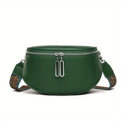 Wide Strap Crossbody Bag PU Leather Textured Bag Purse