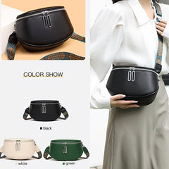 Wide Strap Crossbody Bag PU Leather Textured Bag Purse