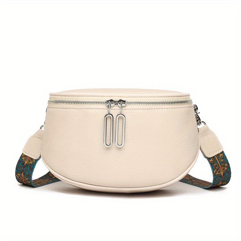 Wide Strap Crossbody Bag PU Leather Textured Bag Purse