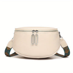 Wide Strap Crossbody Bag PU Leather Textured Bag Purse