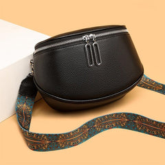 Wide Strap Crossbody Bag PU Leather Textured Bag Purse