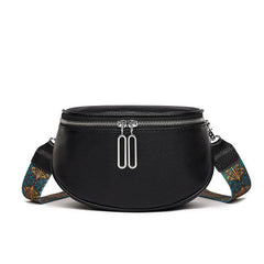 Wide Strap Crossbody Bag PU Leather Textured Bag Purse