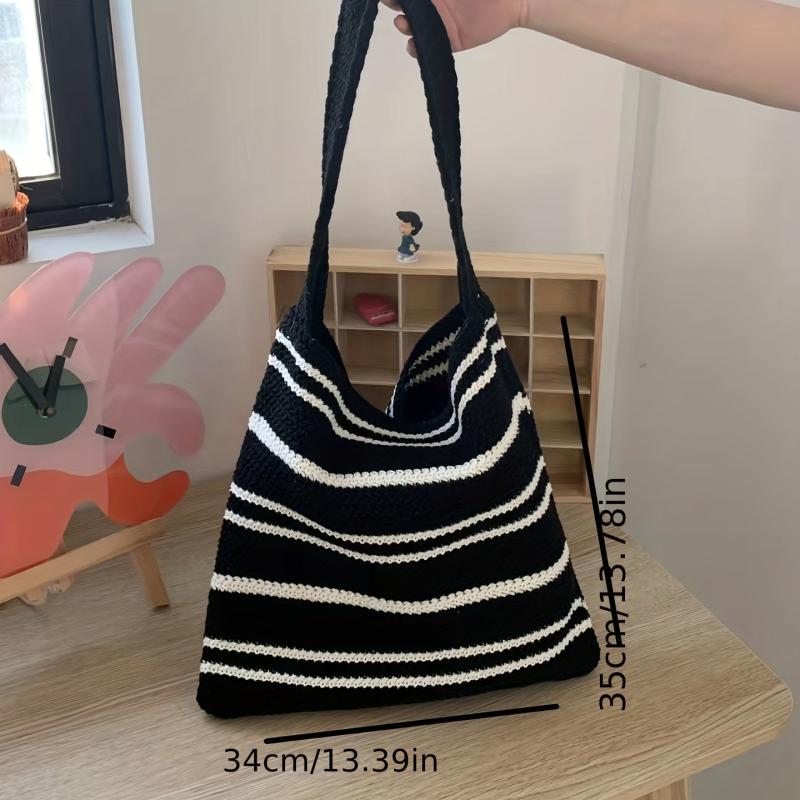 ColorBlock Shoulder Bag Striped Woven Bag - Perfect Tote Bag