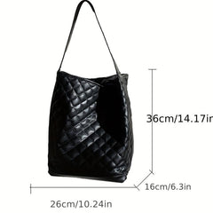 Argyle Quilted Bucket Bag Women's Large Capacity Shoulder Bag Tote