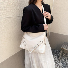 Solid Crossbody Hobo Bag PU Leather Textured Bag Purse