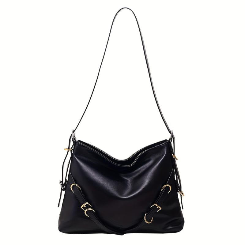 Solid Crossbody Hobo Bag PU Leather Textured Bag Purse