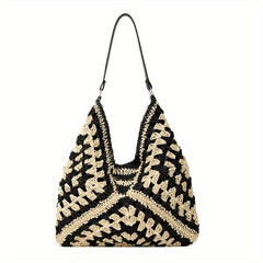 Boho Style Straw Bag Woven Beach Shoulder Bag For Women