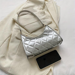 Argyle Quilted Shoulder Bag Women's PU Leather Handbag Purse