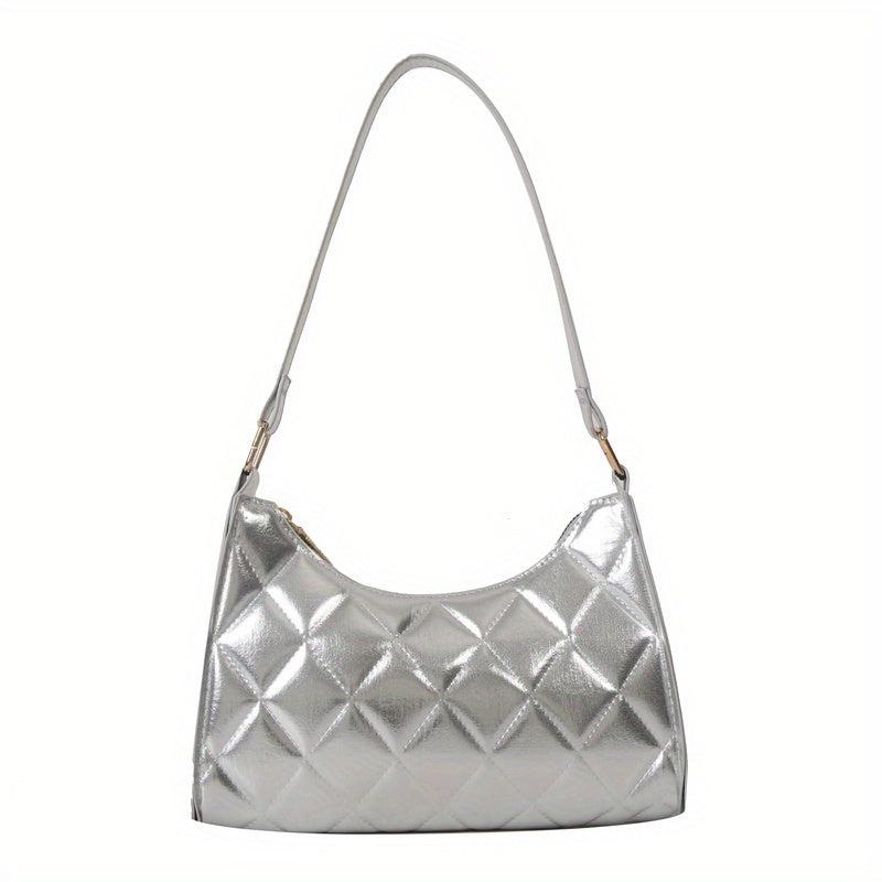 Argyle Quilted Shoulder Bag Women's PU Leather Handbag Purse