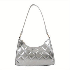 Argyle Quilted Shoulder Bag Women's PU Leather Handbag Purse
