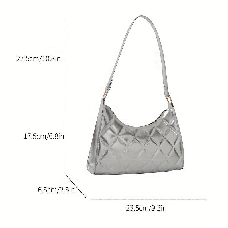 Argyle Quilted Shoulder Bag Women's PU Leather Handbag Purse