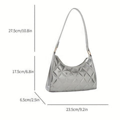 Argyle Quilted Shoulder Bag Women's PU Leather Handbag Purse
