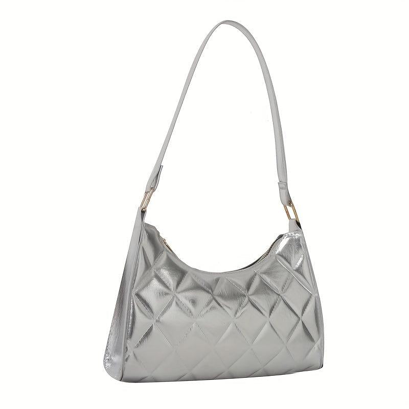 Argyle Quilted Shoulder Bag Women's PU Leather Handbag Purse
