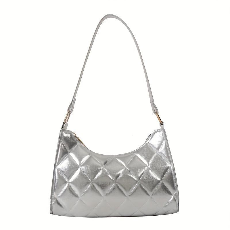 Argyle Quilted Shoulder Bag Women's PU Leather Handbag Purse