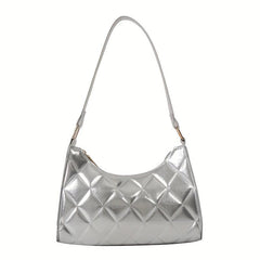 Argyle Quilted Shoulder Bag Women's PU Leather Handbag Purse