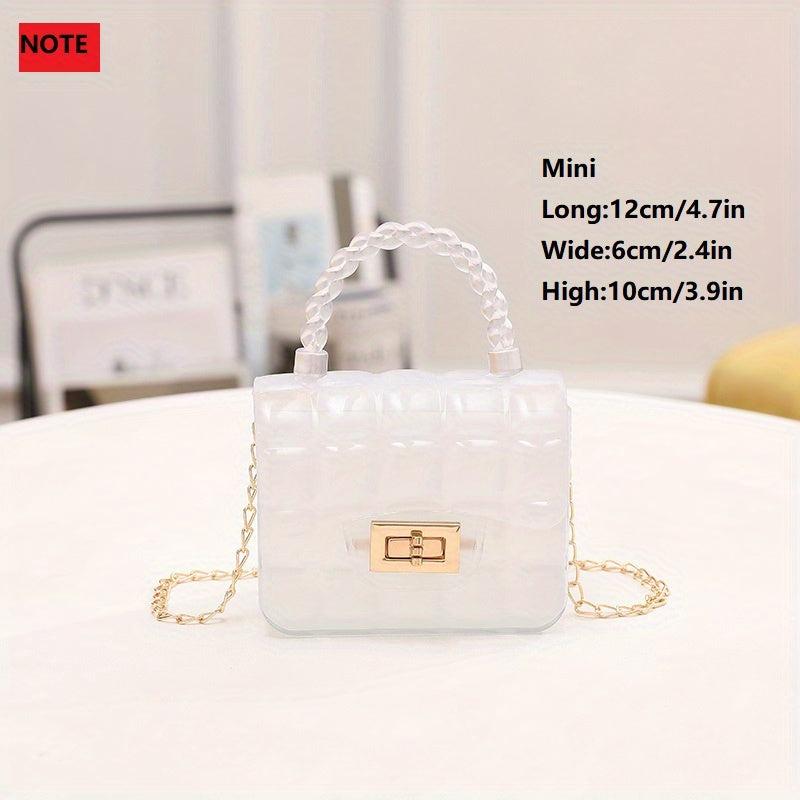 Gingham Embossed Shoulder Bag Metal Chain Crossbody Bag