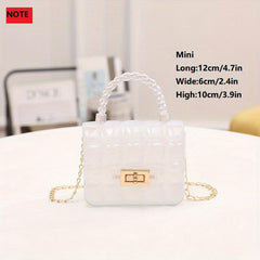 Gingham Embossed Shoulder Bag Metal Chain Crossbody Bag