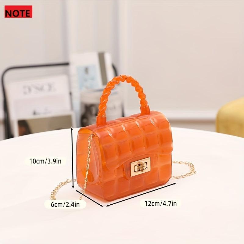 Gingham Embossed Shoulder Bag Metal Chain Crossbody Bag