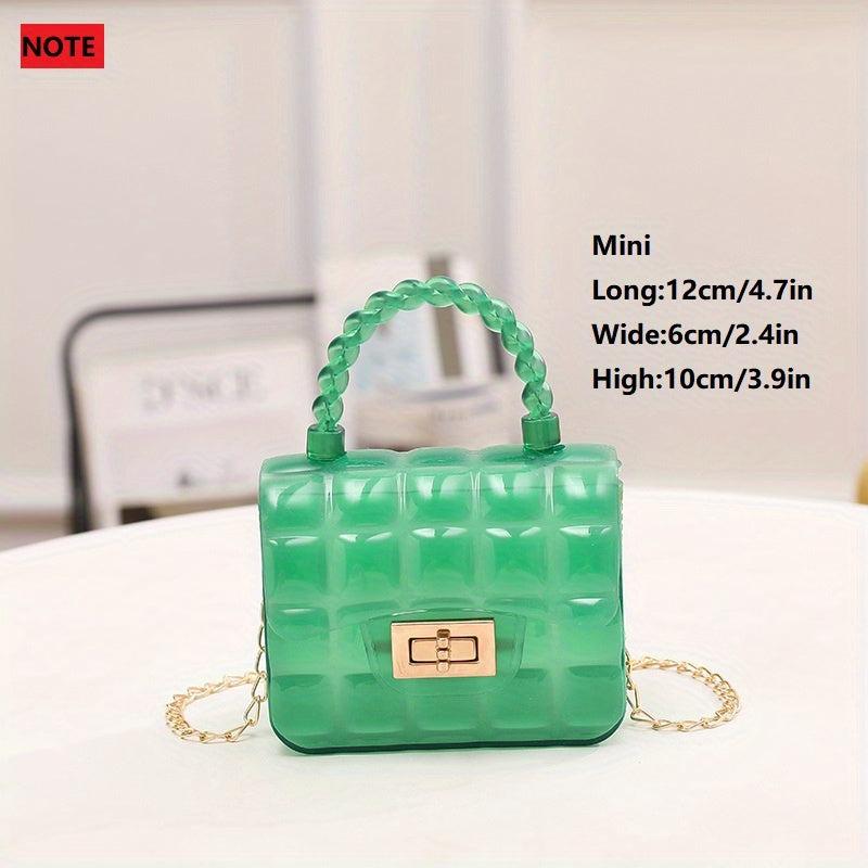 Gingham Embossed Shoulder Bag Metal Chain Crossbody Bag