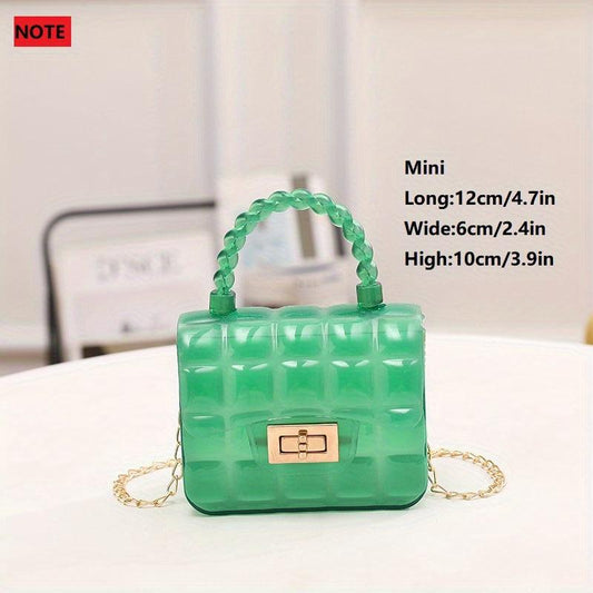 Gingham Embossed Shoulder Bag Metal Chain Crossbody Bag