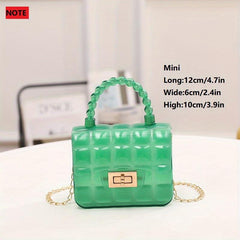 Gingham Embossed Shoulder Bag Metal Chain Crossbody Bag