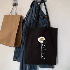 Fading Flowers Print Handbag Large Canvas Shoulder Bag