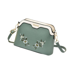 Floral Embroidery Crossbody Bag Suede Bucket Purse