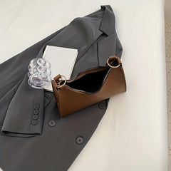 Minimalist Croc Embossed Shoulder Bag Solid Baguette Tassel Armpit Bag