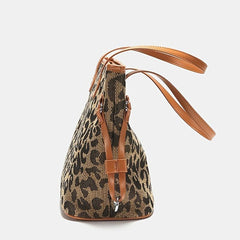 Leopard Pattern Tote Bag Vintage Style Large Capacity Handbag
