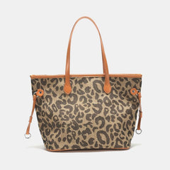 Leopard Pattern Tote Bag Vintage Style Large Capacity Handbag