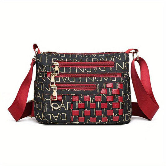 Retro Woven Crossbody Bag Letter Print Shoulder Bag Women's Purse