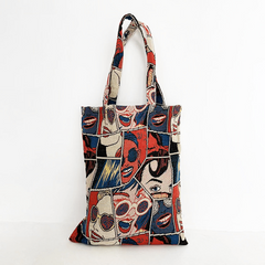 Anime Pattern Stitching Shoulder Bag Large Capacity Stylish Niche Shopping Bag