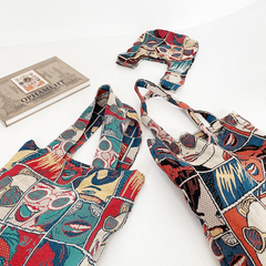 Anime Pattern Stitching Shoulder Bag Large Capacity Stylish Niche Shopping Bag